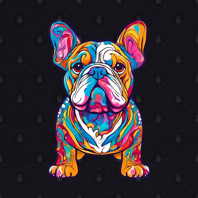 Psychedelic French Bulldog by Doodle and Things